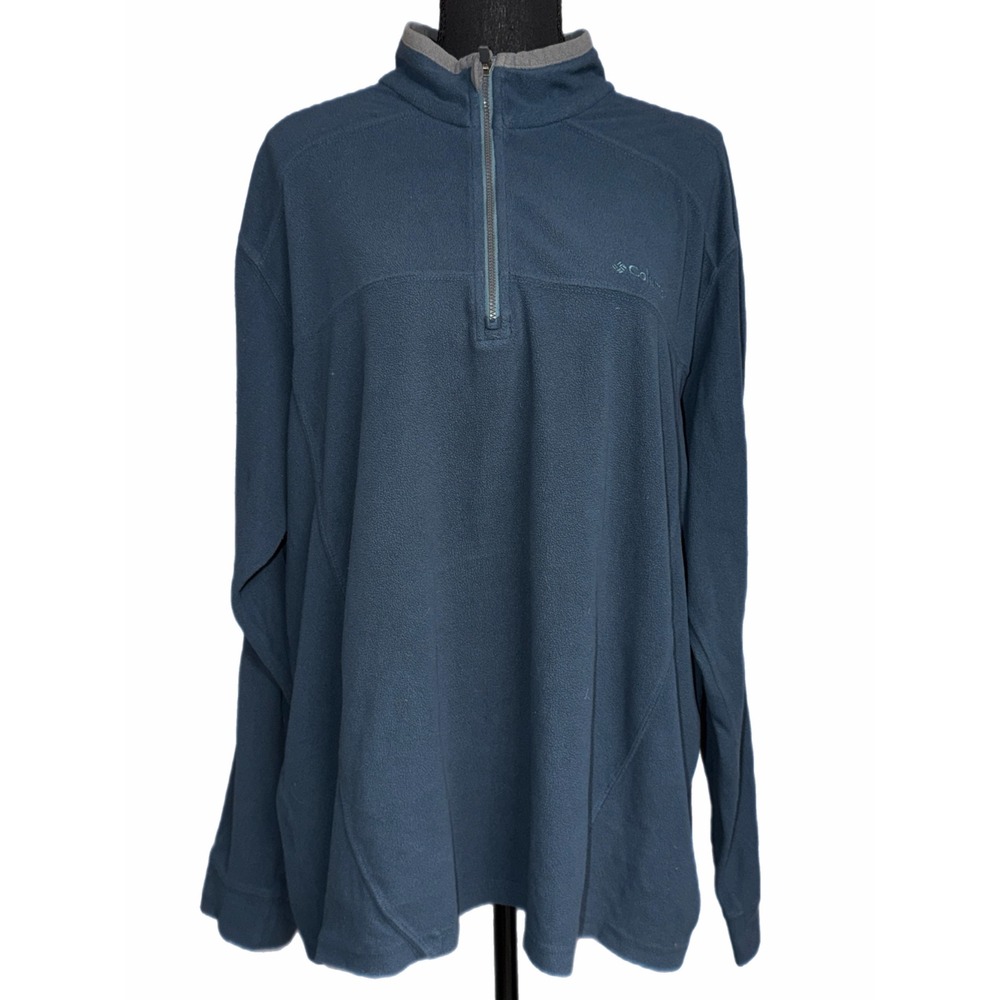 Columbia Mens XL Omni-Shield Fleece Quarter Zip Pullover Blue Mock Neck Sweater